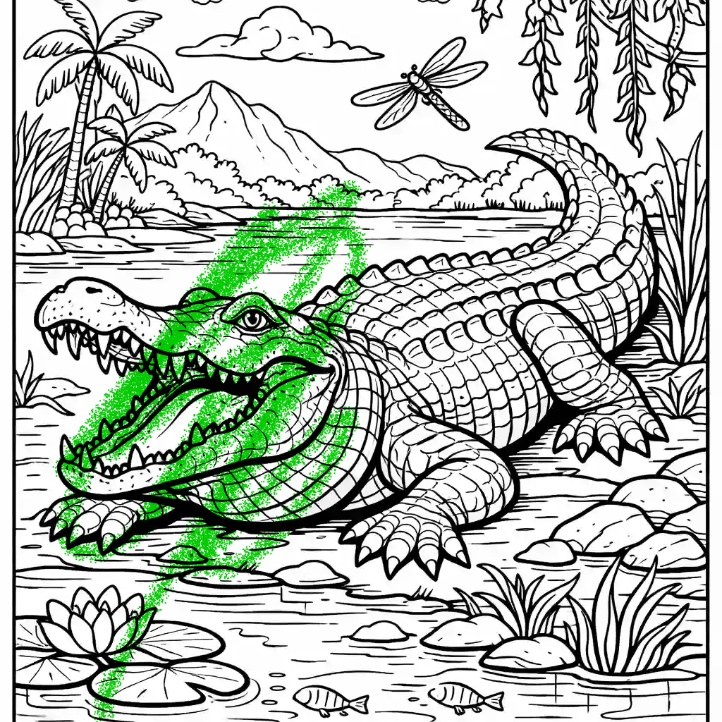 Crocodile Coloring Pages: Free Printable Wildlife Activities for Children
